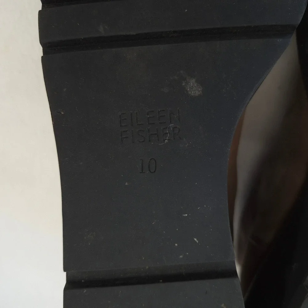 Eileen Fisher Brown Leather Platform Wedge Ankle Boots Nubuck Size 10